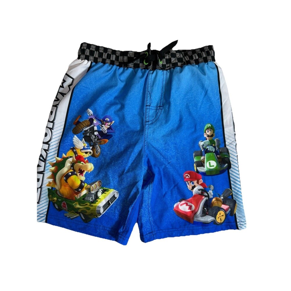 MarioCart Swim Shorts Youth Boys Size L (10-12) Blue